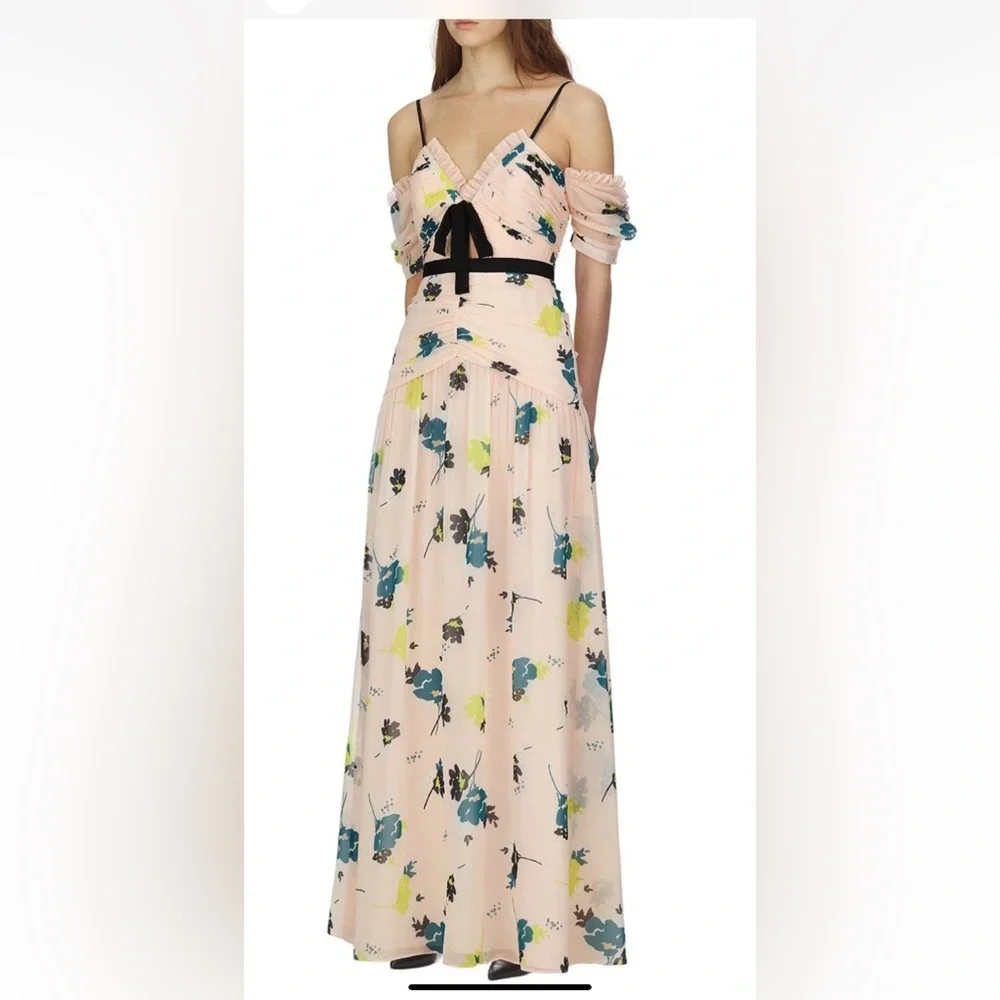 Floral Print Dress with Black Accents - Picture 1 of 10